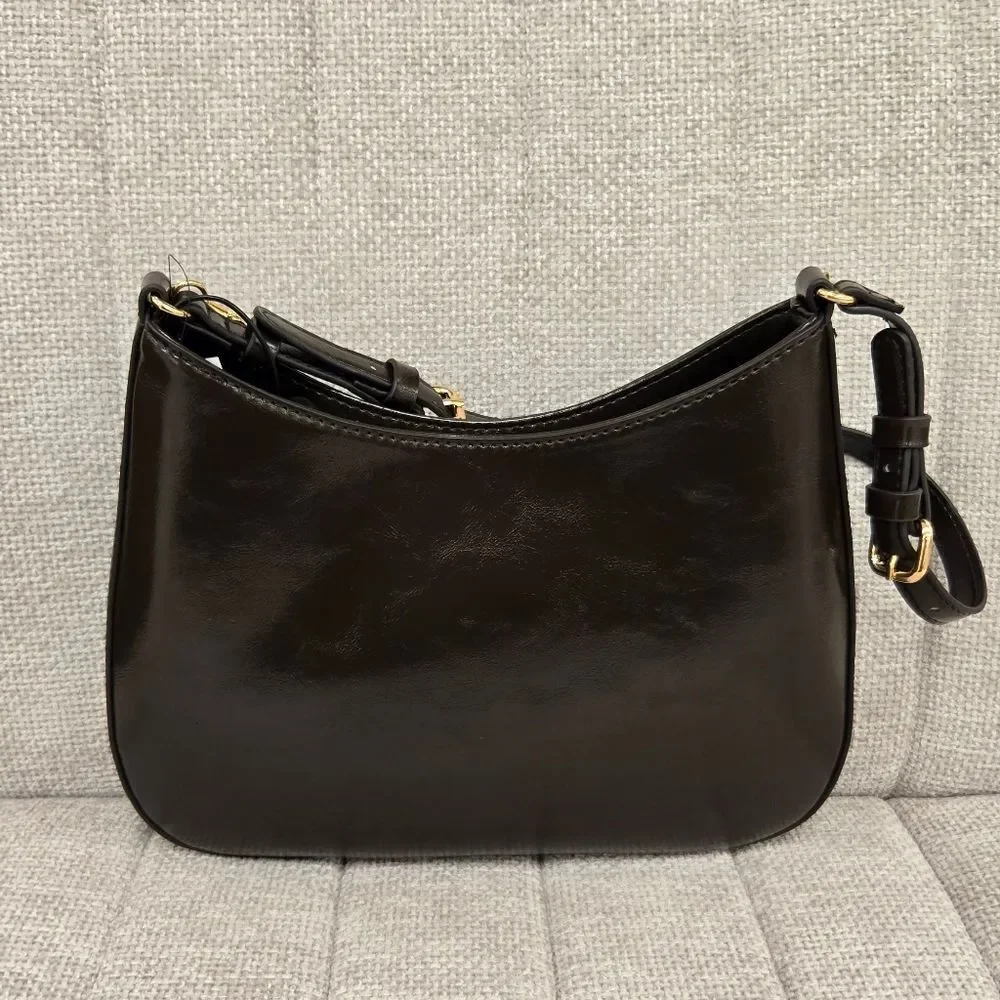 NEW Guess Brown Glossy Shoulder Handbag
